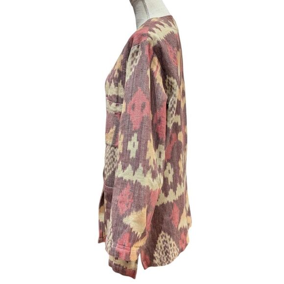 Laura & Kiran Southwest Aztec Tapestry Mauve Canvas Cotton Chore Jacket Size M/L - Picture 4 of 7